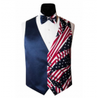 Patriotic Red, White and Blue Flag Vest and Bow Tie Set
